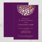 Invitation Cercle d'or élégant Sphère Formel Violet (Devant / Derrière)