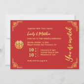 Invitation Cercle d'or mariage chinois double xi (Devant)