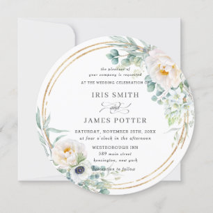 Invitation Cercle d'or Mariage de l'eucalyptus floral d'ivoir