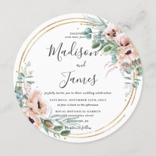 Invitation Cercle d'or Mariage Rustique Flush Eucalyptus