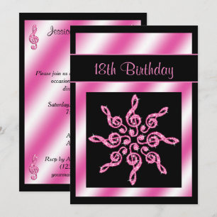 Invitation Cercle élégant et joli de musique pour 18e anniver