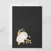 Invitation cercle floral blanc et or noir (Dos)