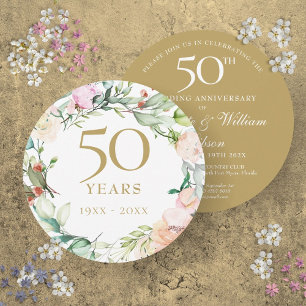 Invitation Cercle floral pour les 50 ans de mariage
