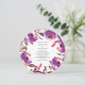 Invitation Cercle floral pourpre de dîner de répétition de (Debout devant)