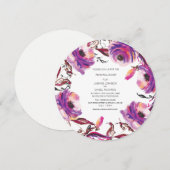 Invitation Cercle floral pourpre de dîner de répétition de (Devant / Derrière)