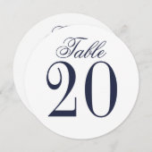 Invitation Cercle Mariage bleu marine Numéro de tableau (Devant / Derrière)