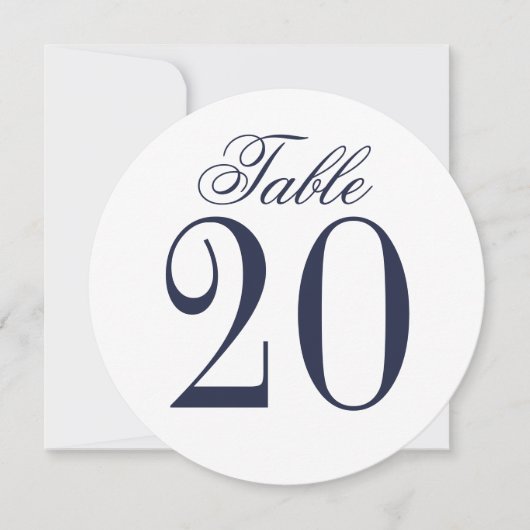 Invitation Cercle Mariage bleu marine Numéro de tableau (Devant)