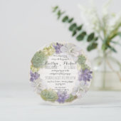 Invitation Cercle rond Cactus Feuille de couronne Succulent R (Debout devant)