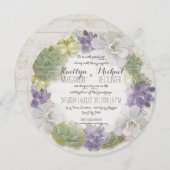 Invitation Cercle rond Cactus Feuille de couronne Succulent R (Devant / Derrière)