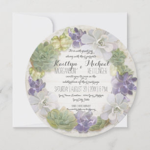 Invitation Cercle rond Cactus Feuille de couronne Succulent R