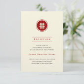 Invitation Cercle rouge double bonheur Mariage chinois modern (Debout devant)