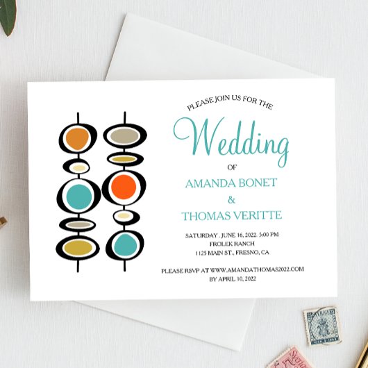 Invitation Cercles Abstraits Mariage du milieu du siècle
