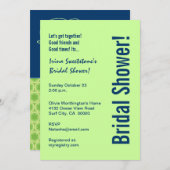 Invitation Cercles bleus de Fête de l'mariée et de chaux vert (Devant / Derrière)