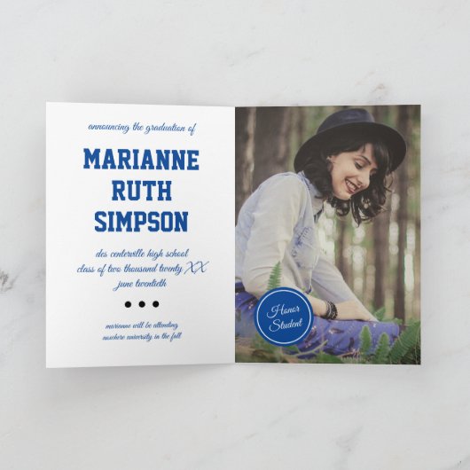 Invitation Cercles bleus - Diplôme photo (Intérieur)