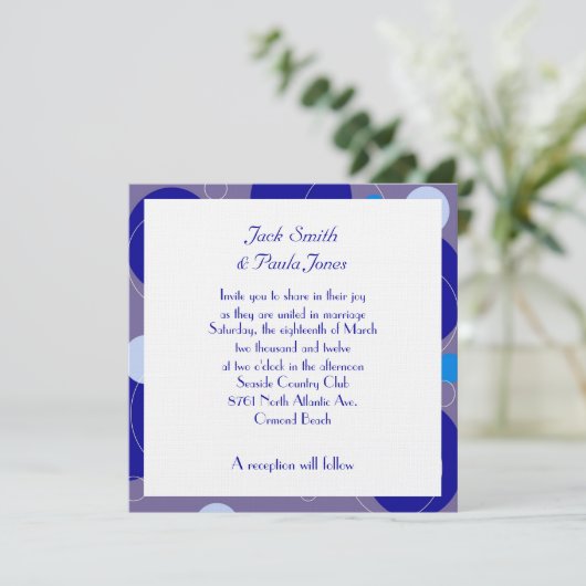 Invitation Cercles Bleus Rétro Ovals Royal Periwinkle Mariage (Debout devant)