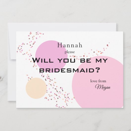 Invitation Cercles Confetti Rose Bridesmaid (Devant)