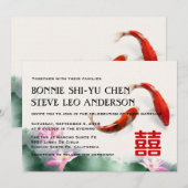 Invitation Cercles d'amour| Lotus Koi Double Mariage du bonhe (Devant / Derrière)