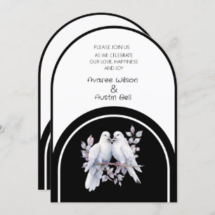 Invitation Cercles de colombes Noir et blanc Arches