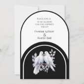 Invitation Cercles de colombes Noir et blanc Arches (Devant)