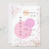 Invitation Cercles de confetti rose mariage (Devant)