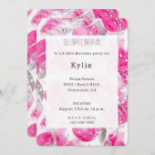 Invitation Cercles de fête glamour argent rose (Devant / Derrière)