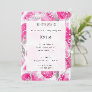 Invitation Cercles de fête glamour argent rose