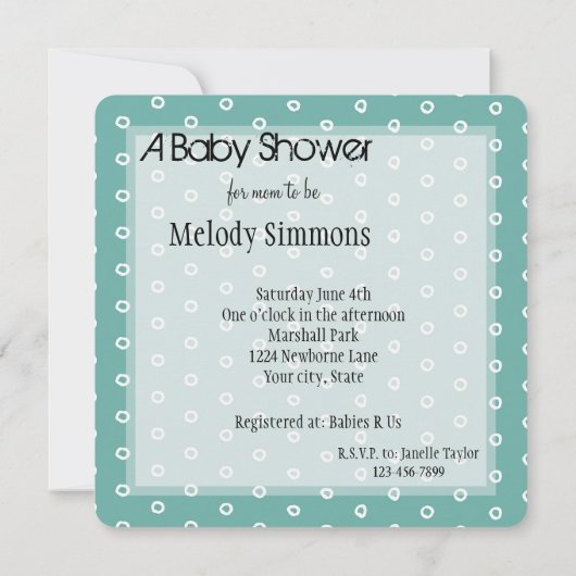 Invitation Cercles de menthe et de blanc (Dos)