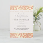 Invitation Cercles de papier d'aluminium doré faux et lin pêc (Debout devant)