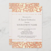 Invitation Cercles de papier d'aluminium doré faux et lin pêc (Devant / Derrière)