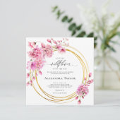 Invitation Cercles d'or fleur sauvage Boho rose bébé fille do (Debout devant)