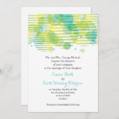 Invitation Cercles géométriques modernes aqua, mariage jaune (Devant / Derrière)