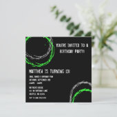 Invitation Cercles gris et vert Grunge Boy Fête d'anniversair (Debout devant)