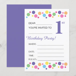 Invitation Cercles illusima, Dos pourpre, 1er anniversaire