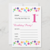 Invitation Cercles illusima, Retour rose, 1er anniversaire (Devant)