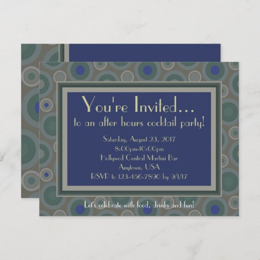 Invitation Cercles Indigo (Devant / Derrière)