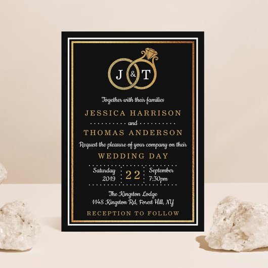 Invitation Cercles Mariages Chic Faux Gold Foil