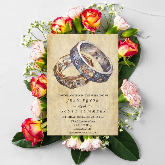 Invitation Cercles modernes Steampunk Minimaliste