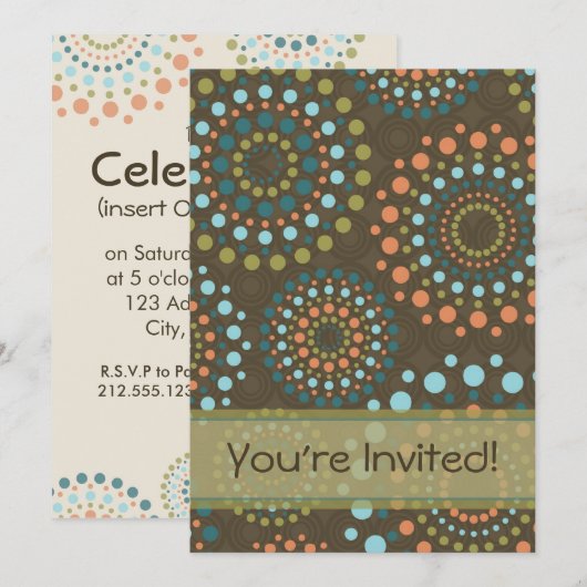 Invitation Cercles & Points (Marron) (Devant / Derrière)