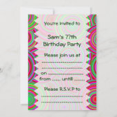 Invitation Cercles rétro roses et verts (Dos)