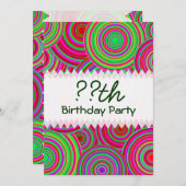 Invitation Cercles rétro roses et verts (Devant / Derrière)