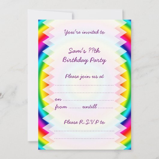 Invitation Cercles ronds psychédéliques Anniversaire arc-en-c (Dos)