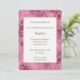 Invitation Cercles Rose Pailletés Anniversaire