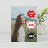 Invitation Cercles rouges - Diplôme photo (Debout devant)