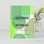 Invitation Cercles verts Abstraits et mariage des Carrés (Debout devant)