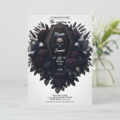 Invitation Cercueil Bloom Fleur de crâne blanc mariage gothiq (Debout devant)