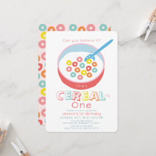 Invitation Cereal-sly One Fille de céréales roses 1er anniver