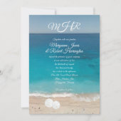 Invitation Cérémonie Blue Water Beach Mariage Monogram Invita (Devant)