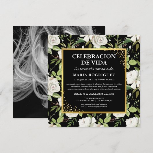 Invitation Cérémonie commémorative espagnole | Funérailles ph (Devant / Derrière)