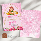 Invitation Cérémonie d'alimentation du riz rose Annaprashan B