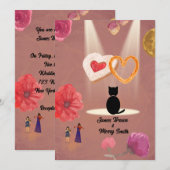 Invitation Cérémonie d'amour mariage du registraire de chats  (Devant / Derrière)